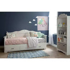 Lit de repos double pour enfants avec rangement, blanc pur