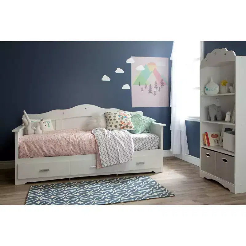 Twin Kids' Daybed with Storage, Pure White