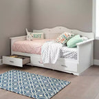 Lit de repos double pour enfants avec rangement, blanc pur