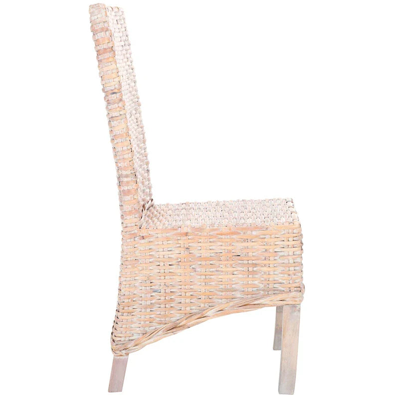 Lot de 2 chaises de salle à manger en osier naturel 48L x 56P x 104H cm, style bohème côtier