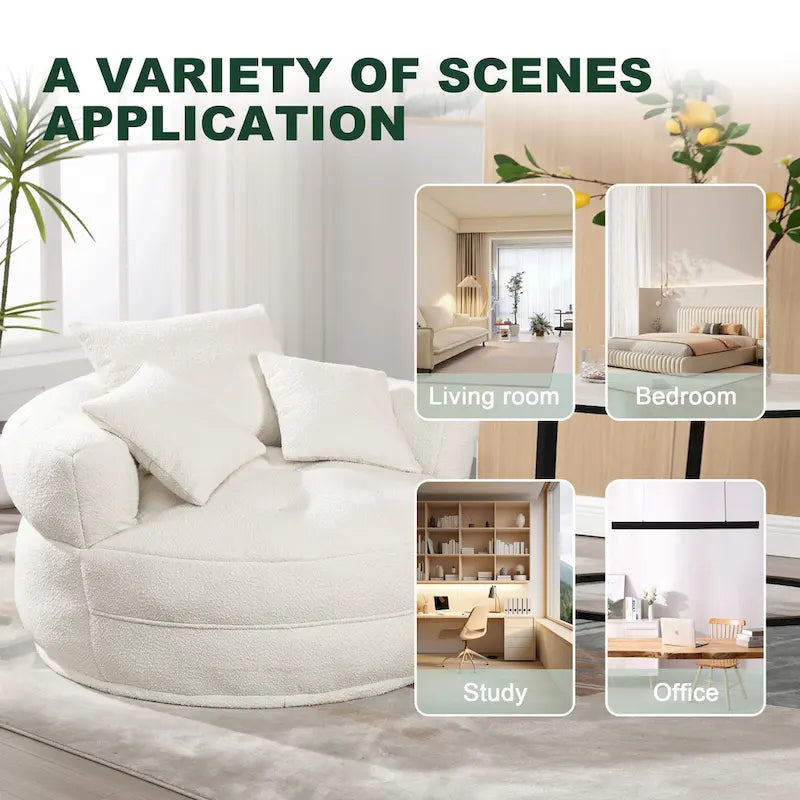 Fauteuil paresseux rond – Blanc/Bleu/Gris/Jaune/Orange/Rouge rosé/Bleu marine/Vert, Siège simple et double