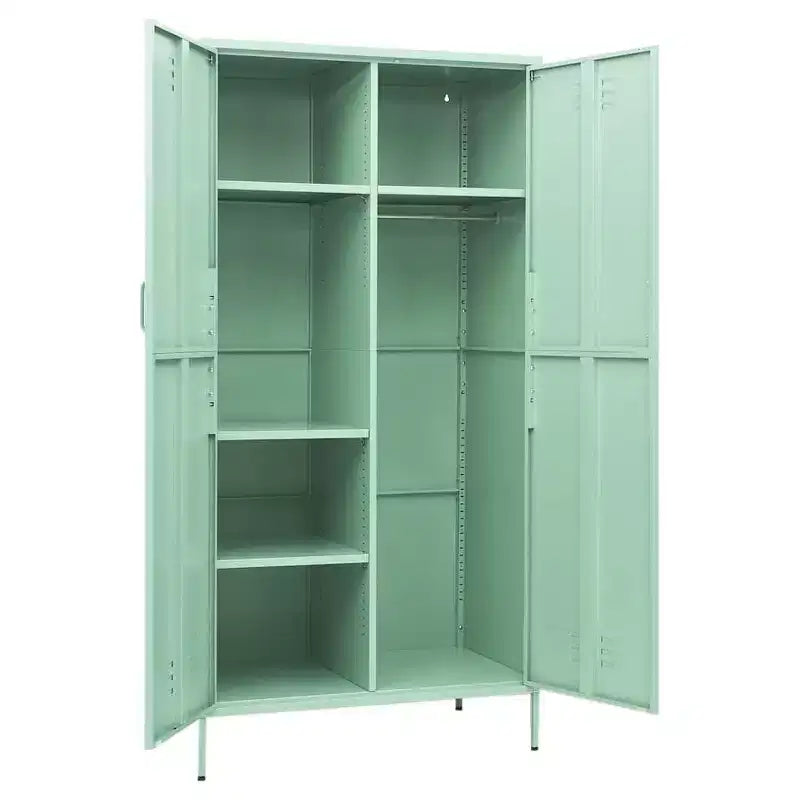 Modern Steel Wardrobe with Adjustable Shelves - Mint (35.4" x 19.7" x 70.9")