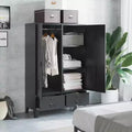 Compact Industrial Steel Wardrobe - Black (35.4" x 15.7" x 55.1")