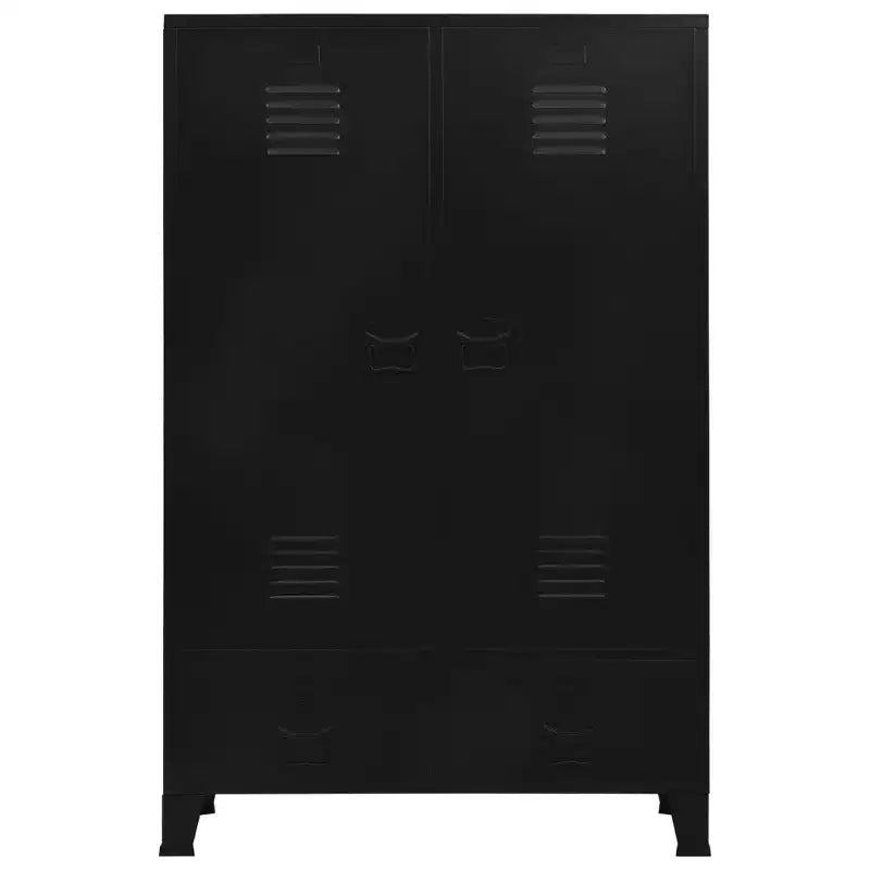 Compact Industrial Steel Wardrobe - Black (35.4" x 15.7" x 55.1")