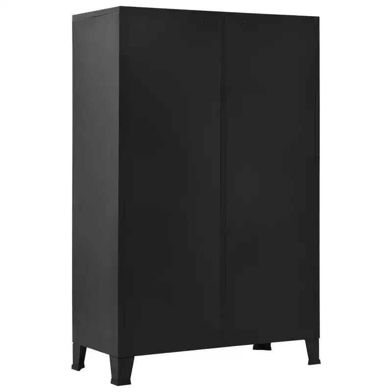 Compact Industrial Steel Wardrobe - Black (35.4" x 15.7" x 55.1")