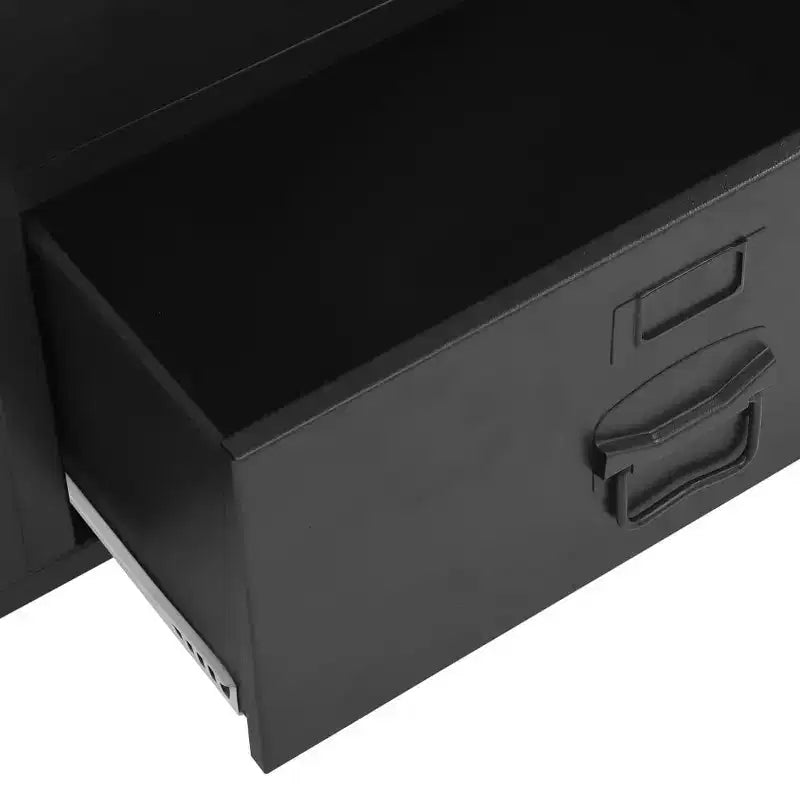 Compact Industrial Steel Wardrobe - Black (35.4" x 15.7" x 55.1")