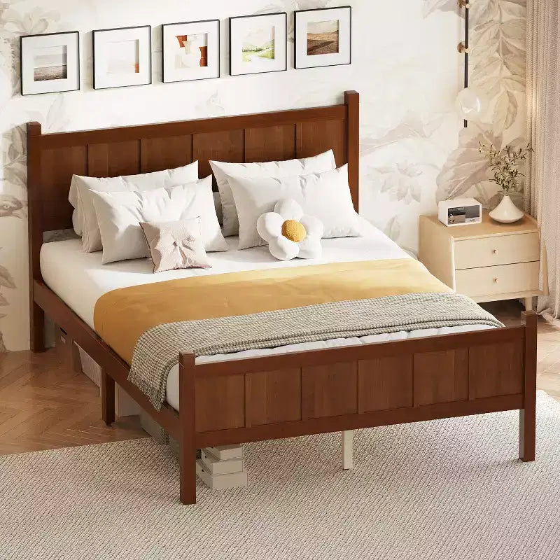 Twin Size Flat Panel Bed with Headboard & Footboard