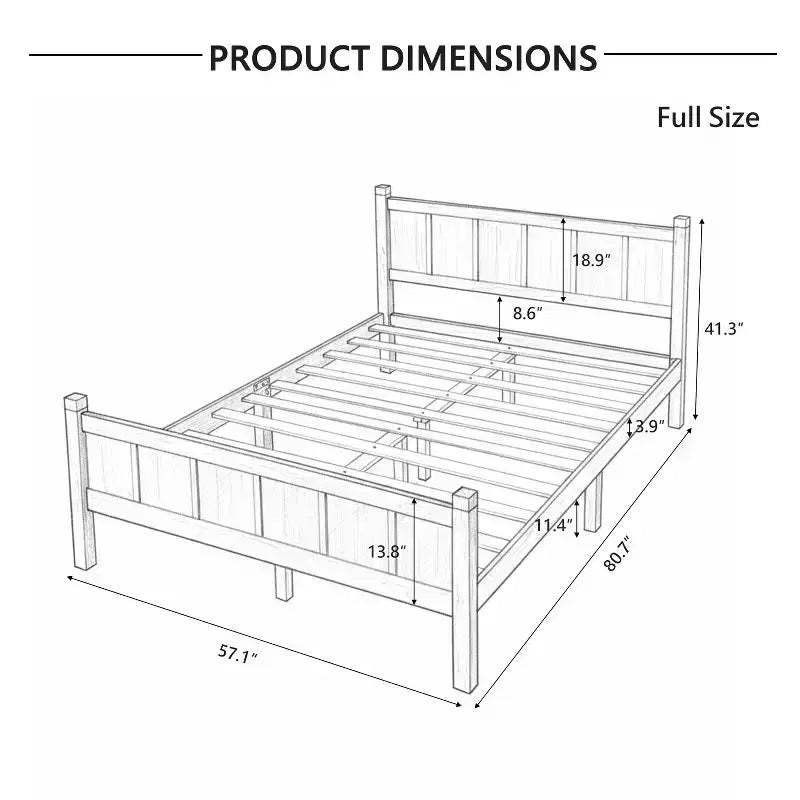 Twin Size Flat Panel Bed with Headboard & Footboard