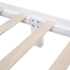 Lit plateforme double en bois avec tête de lit rétro et support à lattes