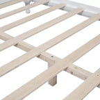 Lit plateforme double en bois avec tête de lit rétro et support à lattes