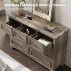 Commode en bois à 7 tiroirs - Coffre de rangement de 47 po de large avec poignées en métal