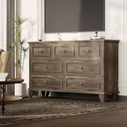 Commode en bois à 7 tiroirs - Coffre de rangement de 47 po de large avec poignées en métal