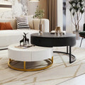 Tables basses gigognes rondes modernes à plateau relevable avec 2 tiroirs