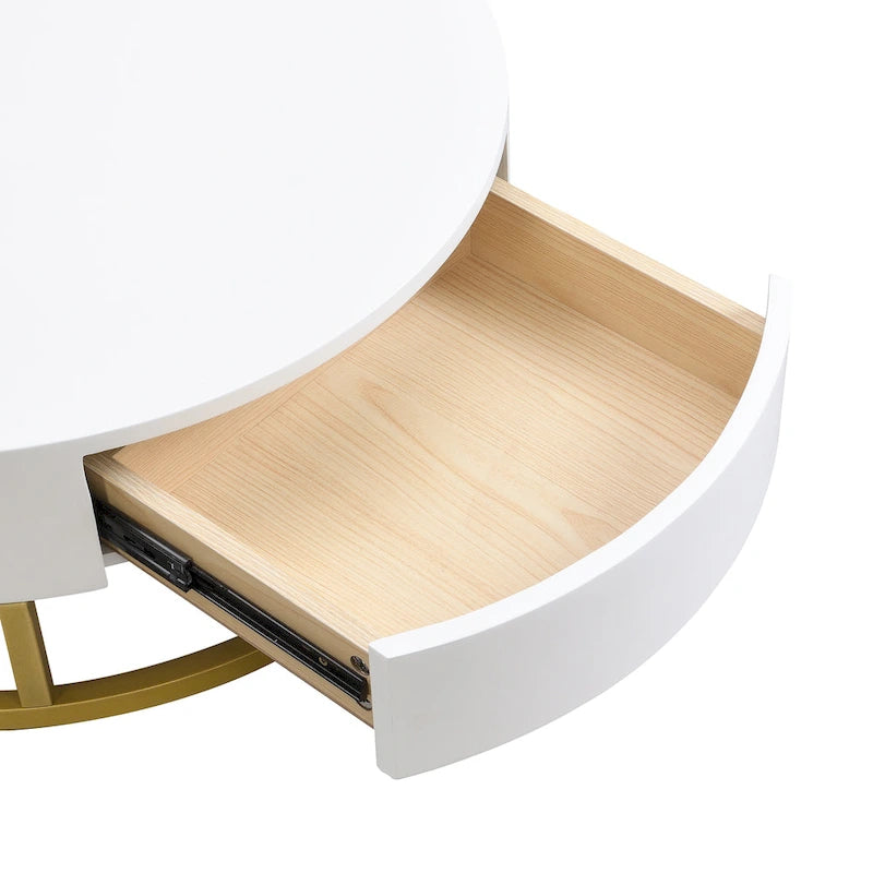 Tables basses gigognes rondes modernes à plateau relevable avec 2 tiroirs