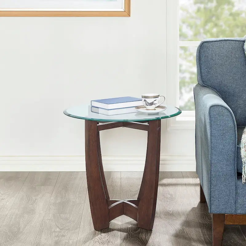Table basse ronde en verre de 23,5 pouces