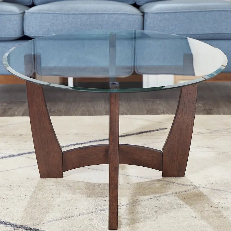 Table basse ronde en verre de 23,5 pouces