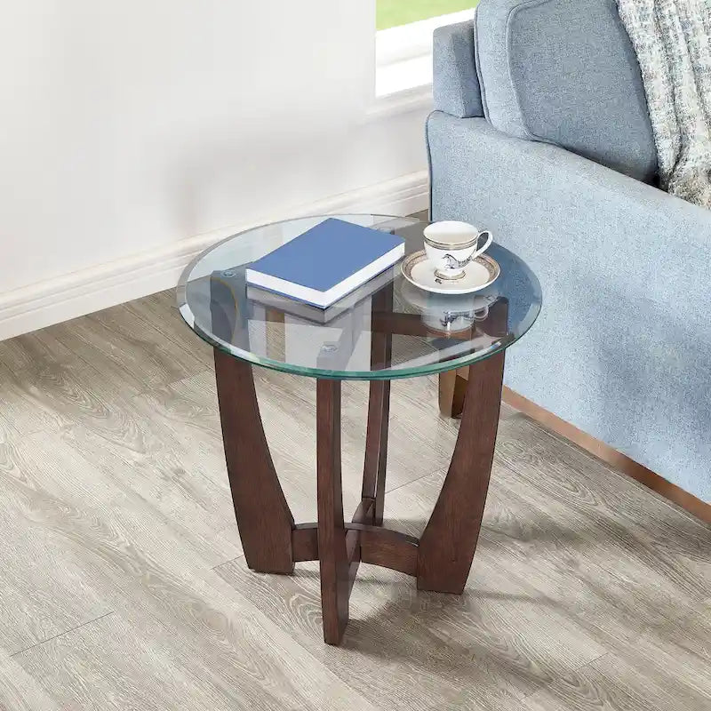 Table basse ronde en verre de 23,5 pouces