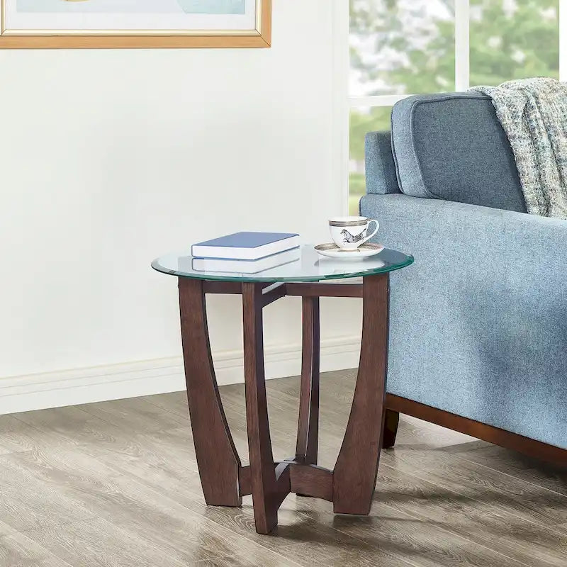 Table basse ronde en verre de 23,5 pouces