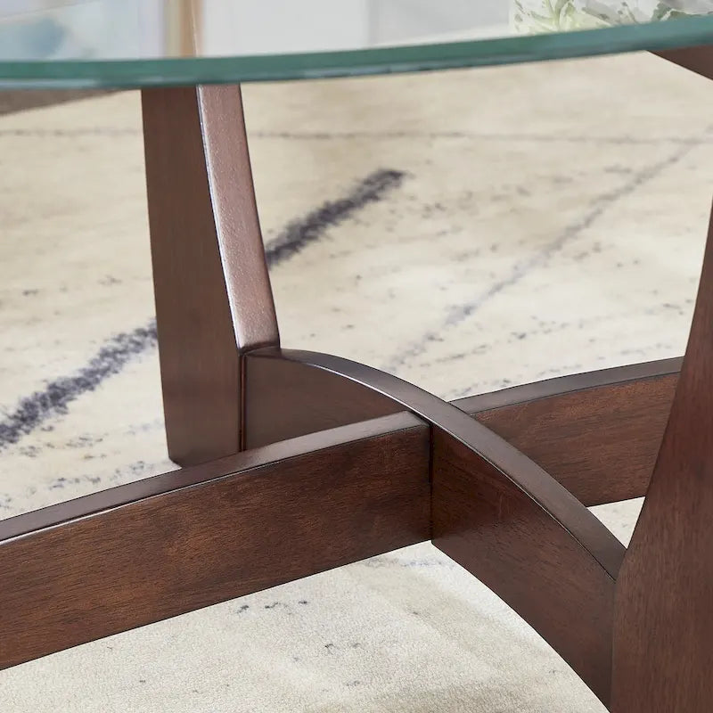 Table basse ronde en verre de 23,5 pouces