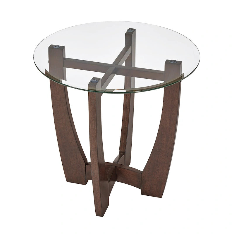 Table basse ronde en verre de 23,5 pouces