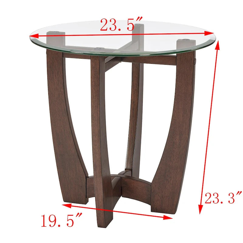 Table basse ronde en verre de 23,5 pouces