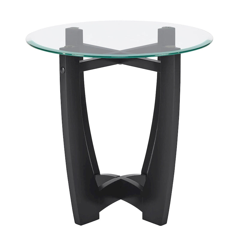 Table basse ronde en verre de 23,5 pouces