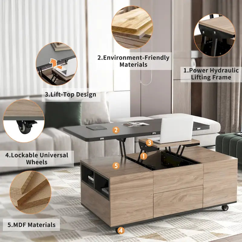 Table basse relevable moderne