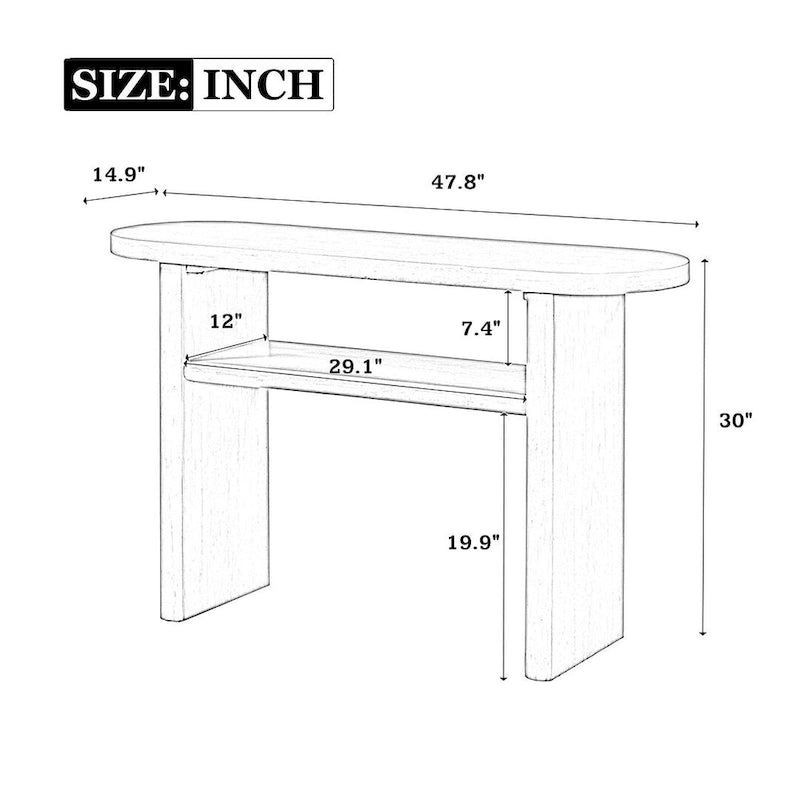 47.80 Table console en bois moderne avec étagère