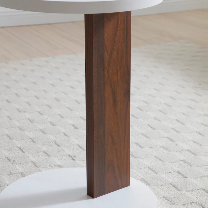 Table basse 2 pièces,Table rotative avec 2 tiroirs,Table basse haute en bois à 2 niveaux avec rangement,Table carrée avec plateau pivotant