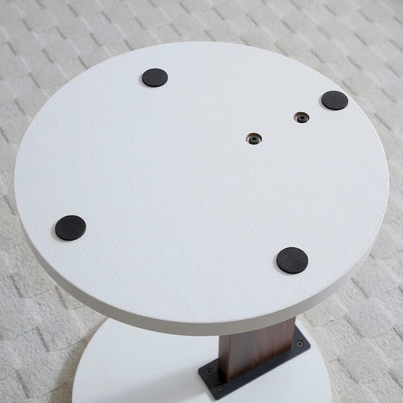 Table basse 2 pièces,Table rotative avec 2 tiroirs,Table basse haute en bois à 2 niveaux avec rangement,Table carrée avec plateau pivotant