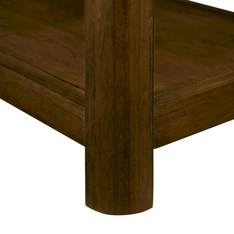 Table d'appoint de ferme rectangulaire de 25 pouces avec étagère de rangement, table d'appoint de canapé avec pieds en bois massif pour salon, chambre, bureau
