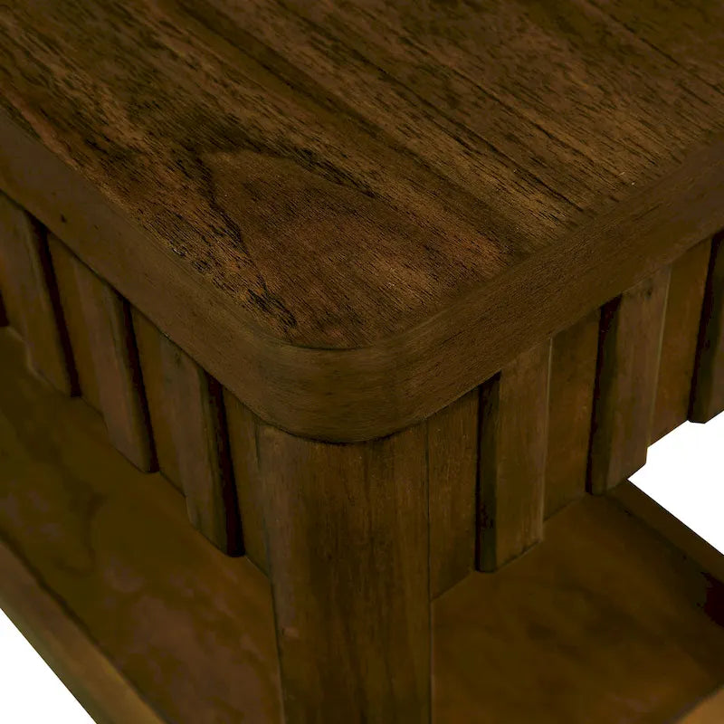 Table d'appoint de ferme rectangulaire de 25 pouces avec étagère de rangement, table d'appoint de canapé avec pieds en bois massif pour salon, chambre, bureau