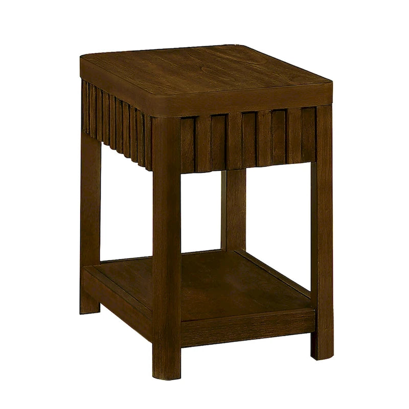 Table d'appoint de ferme rectangulaire de 25 pouces avec étagère de rangement, table d'appoint de canapé avec pieds en bois massif pour salon, chambre, bureau