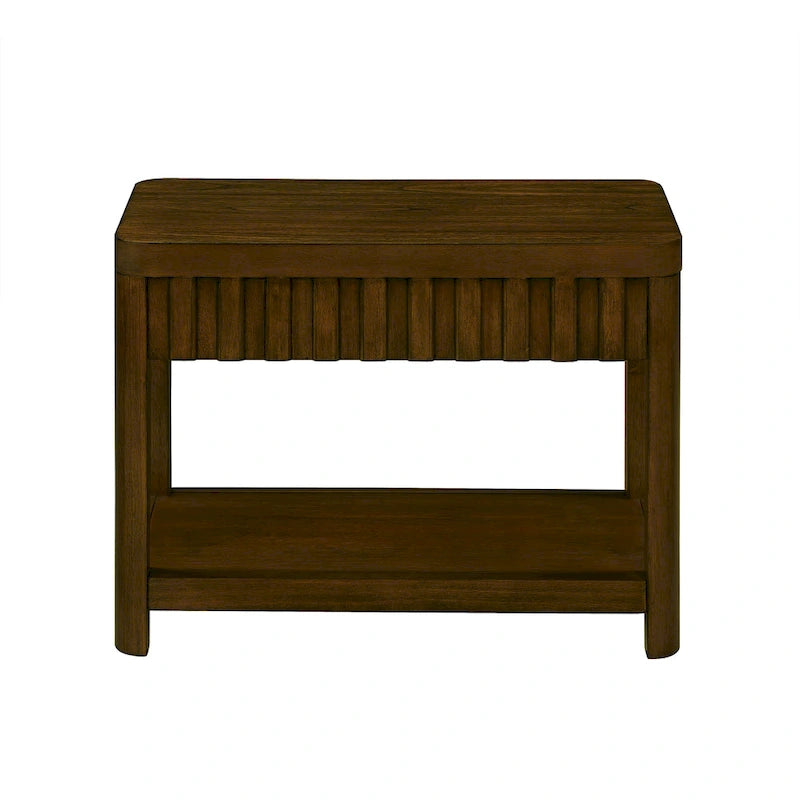Table d'appoint de ferme rectangulaire de 25 pouces avec étagère de rangement, table d'appoint de canapé avec pieds en bois massif pour salon, chambre, bureau