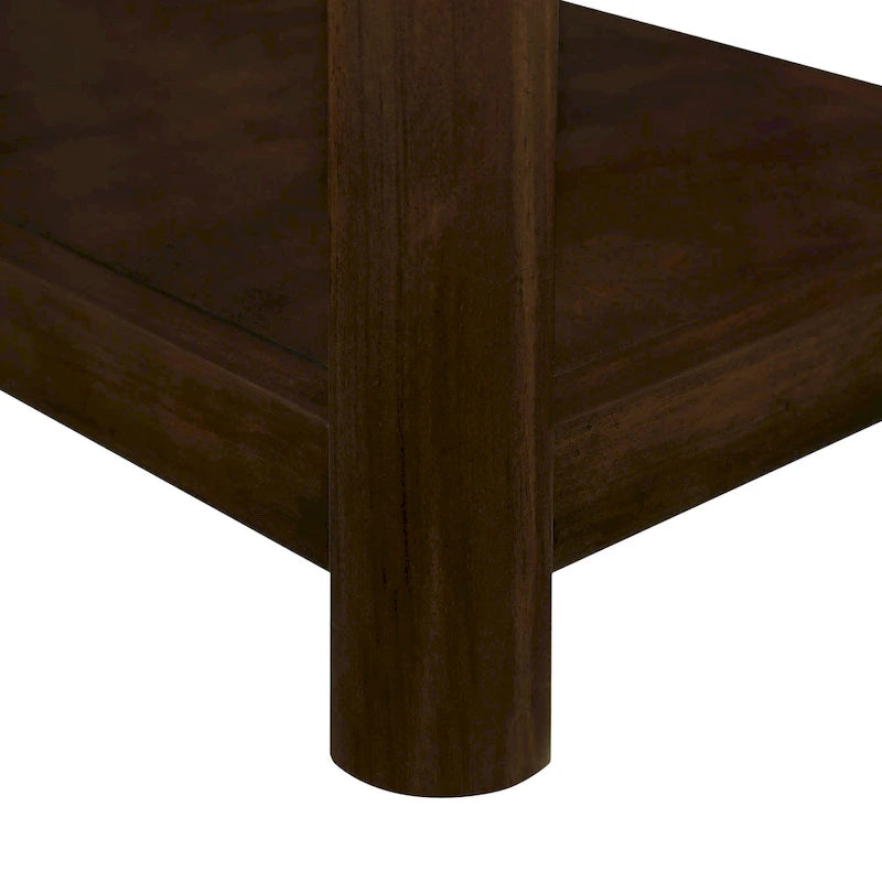 Table d'appoint de ferme rectangulaire de 25 pouces avec étagère de rangement, table d'appoint de canapé avec pieds en bois massif pour salon, chambre, bureau