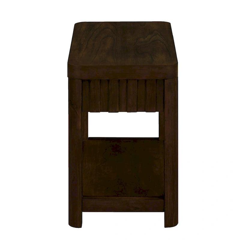 Table d'appoint de ferme rectangulaire de 25 pouces avec étagère de rangement, table d'appoint de canapé avec pieds en bois massif pour salon, chambre, bureau