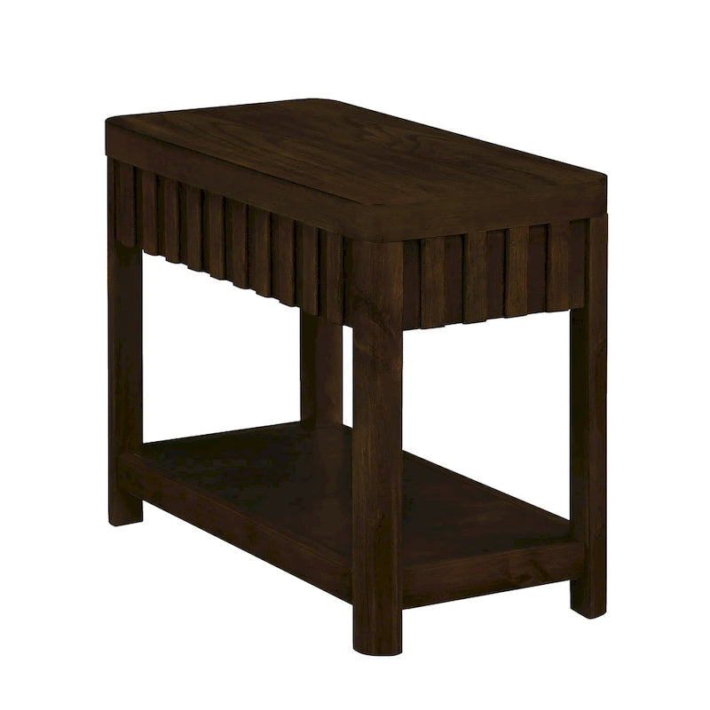 Table d'appoint de ferme rectangulaire de 25 pouces avec étagère de rangement, table d'appoint de canapé avec pieds en bois massif pour salon, chambre, bureau