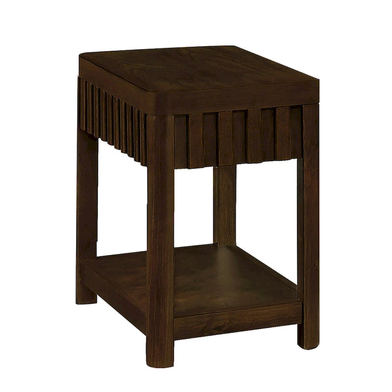 Table d'appoint de ferme rectangulaire de 25 pouces avec étagère de rangement, table d'appoint de canapé avec pieds en bois massif pour salon, chambre, bureau