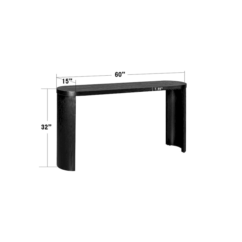 Table d'entrée de 60" avec plateau épais et pieds incurvés, supporte l'installation de meubles d'appoint (canapés, entrée) tournés vers l'intérieur ou l'extérieur.