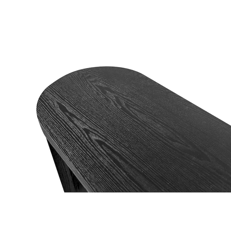 Table d'entrée de 60" avec plateau épais et pieds incurvés, supporte l'installation de meubles d'appoint (canapés, entrée) tournés vers l'intérieur ou l'extérieur.