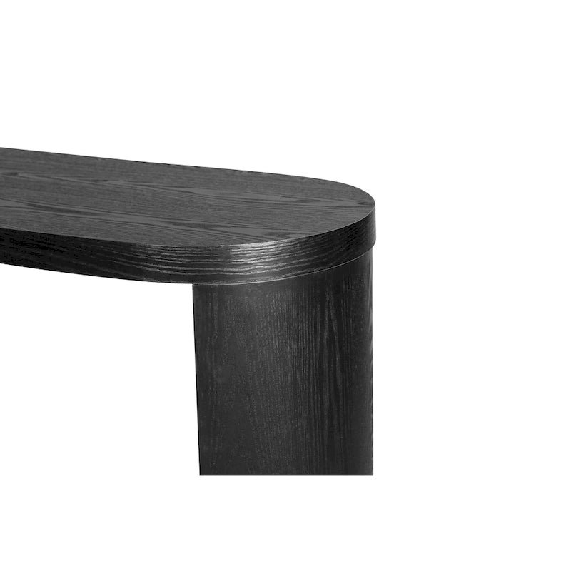 Table d'entrée de 60" avec plateau épais et pieds incurvés, supporte l'installation de meubles d'appoint (canapés, entrée) tournés vers l'intérieur ou l'extérieur.