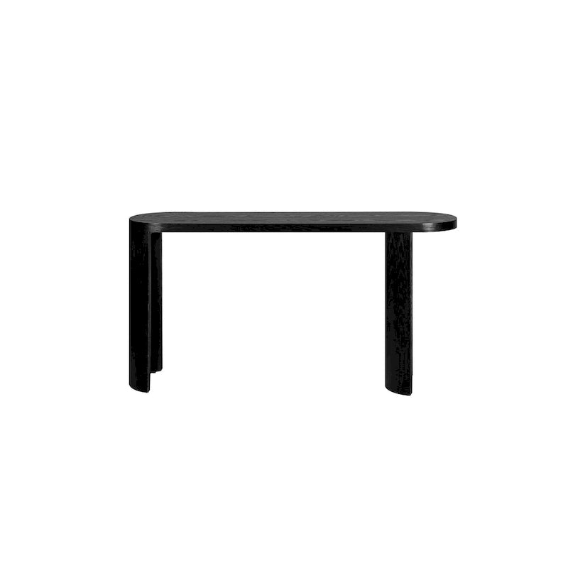 Table d'entrée de 60" avec plateau épais et pieds incurvés, supporte l'installation de meubles d'appoint (canapés, entrée) tournés vers l'intérieur ou l'extérieur.
