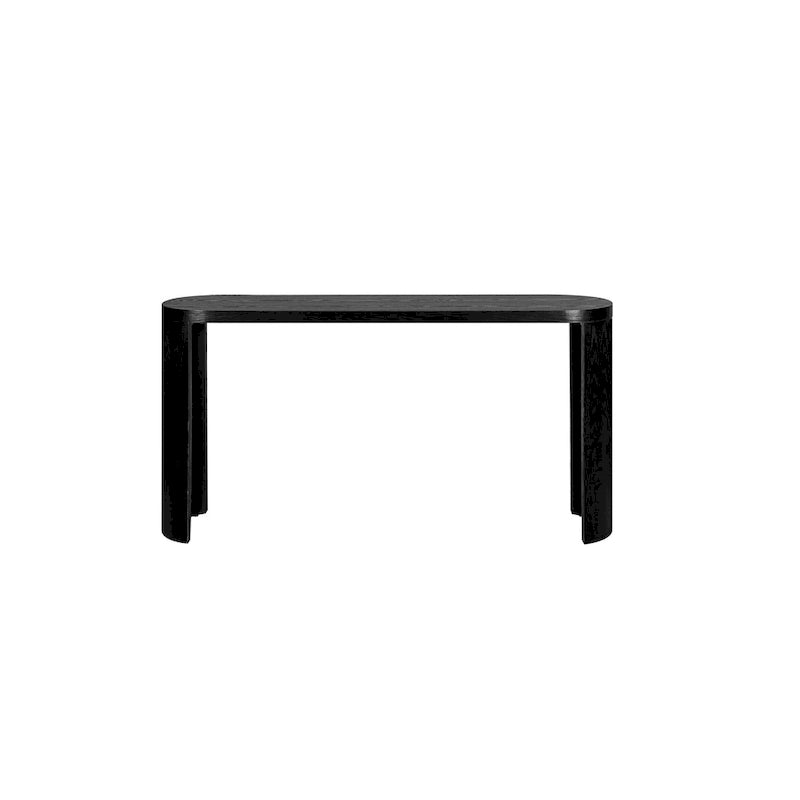 Table d'entrée de 60" avec plateau épais et pieds incurvés, supporte l'installation de meubles d'appoint (canapés, entrée) tournés vers l'intérieur ou l'extérieur.