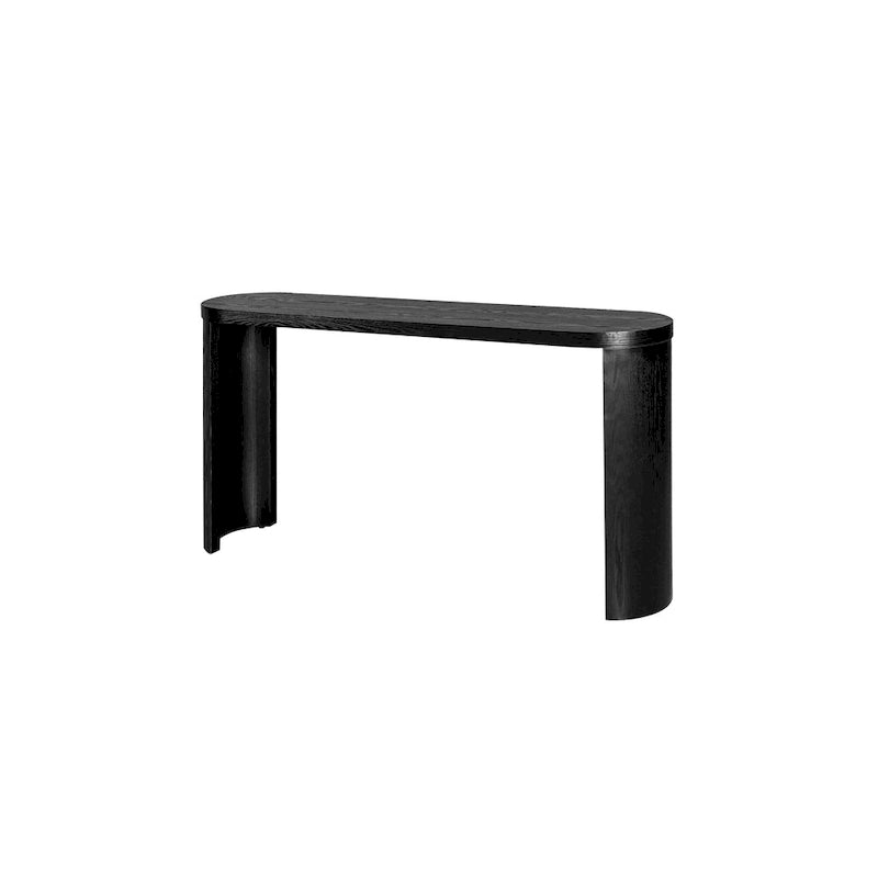 Table d'entrée de 60" avec plateau épais et pieds incurvés, supporte l'installation de meubles d'appoint (canapés, entrée) tournés vers l'intérieur ou l'extérieur.
