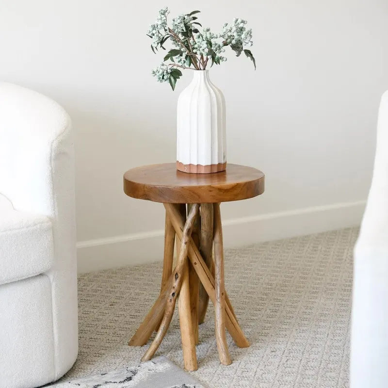 Table d'appoint à 16 pieds en bois de teck – 16P x 16L x 20H