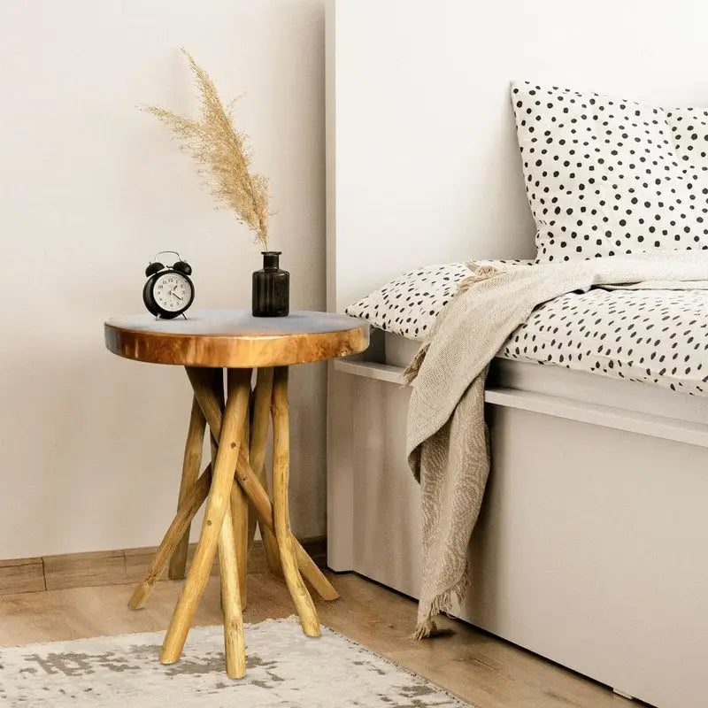 Table d'appoint à 16 pieds en bois de teck – 16P x 16L x 20H