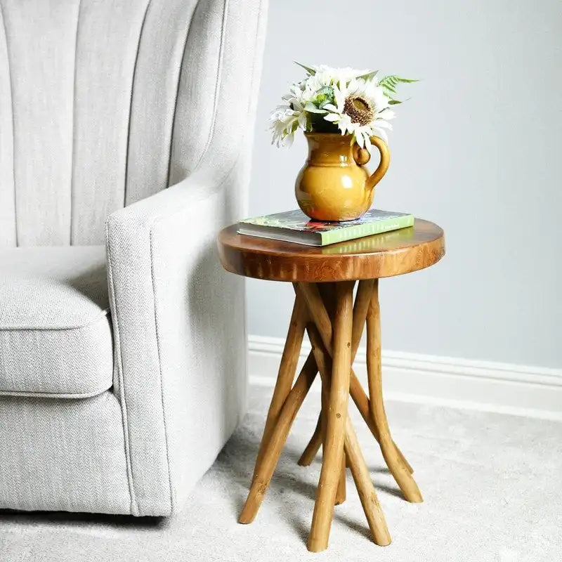 Table d'appoint à 16 pieds en bois de teck – 16P x 16L x 20H