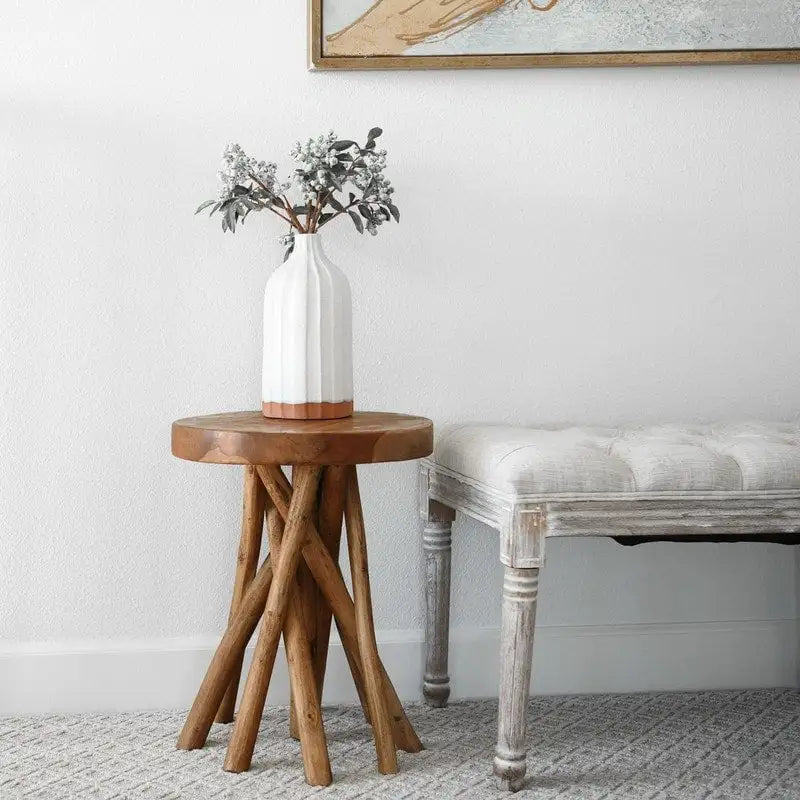 Table d'appoint à 16 pieds en bois de teck – 16P x 16L x 20H