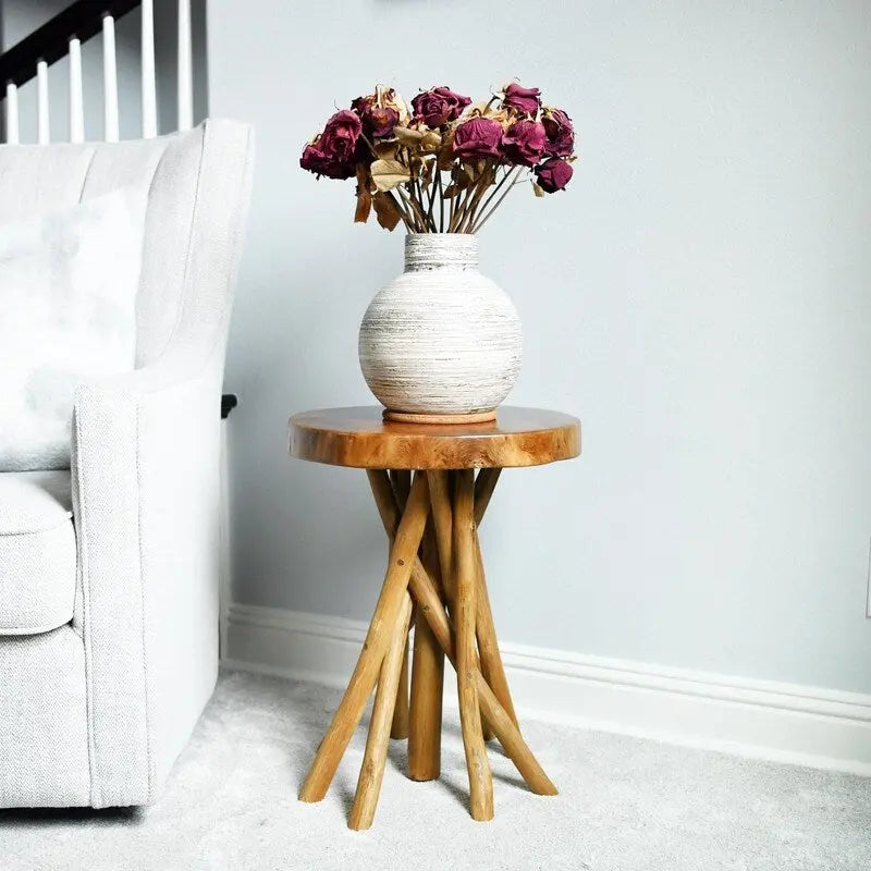 Table d'appoint à 16 pieds en bois de teck – 16P x 16L x 20H