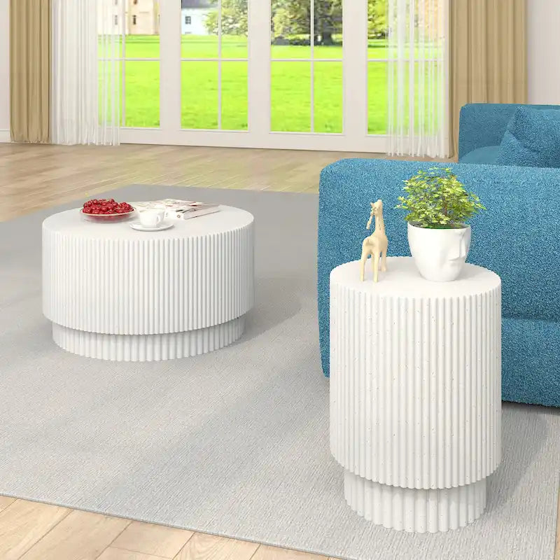 Table Basse H-Barrel de 40 cm, Style Nordique, Design Simple, Adaptée à Une Utilisation Intérieure Et Extérieure, Matériau Oxyde De Magnésium
